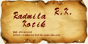 Radmila Kotik vizit kartica